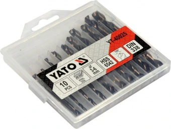 YATO Свердла по металу 2-сторонні, шліфовані YATO : HSS 6542, Ø=3.0- 6.0 мм, 10 шт  | YT-40025
