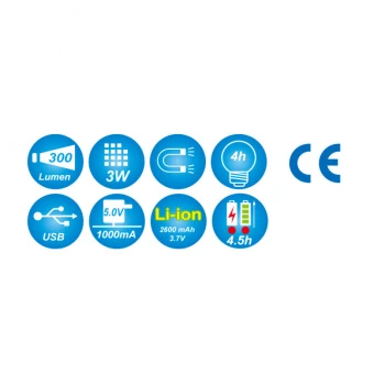 KING TONY Фонарь светодиодный 3W COB + 5 LED | 9TA27A