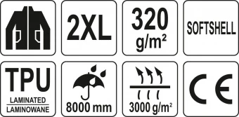 YATO Куртка робоча SOFTSHELL YATO розмір XXL, чорно-сіра, 3 кишені, 96% поліестер і 4% спандекс  | Y