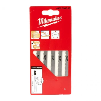MILWAUKEE Полотна для лобзика А5035/А5041 , 75мм/ крок зуба 2,5мм, (5шт) | 4932354506