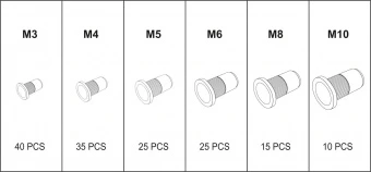 YATO Нітогайки сталеві YATO з різними розмірами М3-М10, 150 шт. в футлярі  | YT-36481