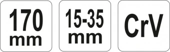 YATO Ключ гаковий з носиком на шарнірі в діапаз. M= 15-35 мм YATO, Хр-Ванад., L= 170 мм  | YT-01670