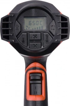 YATO Фен технічний мережевий YATO: 1.6 кВт, 50-650°C, 250-500л/хв, 2 режими, регулятор тем-ри+5насад