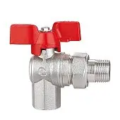 Кран латунний шаровий кутовий з американкою 3/4*3/4 різьба В/З ручка метелик Double-lin | 78-094