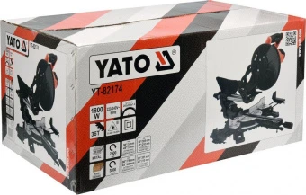 YATO Пила торцьовальна з протяжкою YATO: P=1.8кВт,диск Ø=255/25.4(30.0мм, різ 90°-45° (Дерево/Метал)