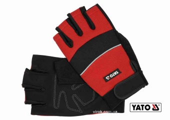 YATO Рукавиці робочі з відкритими пальцями YATO : штучна шкіра + синтетична тканина, розмір 10  | YT