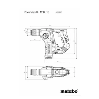 Акумуляторний перфоратор Metabo PowerMaxx BH 12 BL 16 (12 В, 1.3 Дж, без АКБ) (600207850)