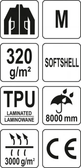 YATO Куртка робоча SOFTSHELL з прикріпн капюшоном YATO розм M, чорна, 3 кишені, 96% поліест і 4% спа