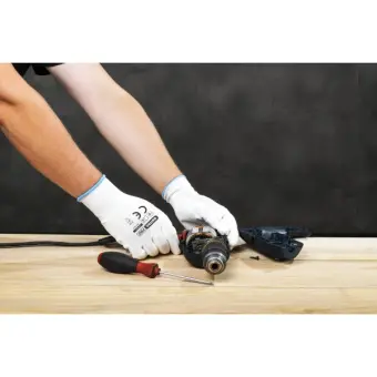 Стрейчеві рукавиці з поліуретановим покриттям КВІТКА PRO Sensitive (12 пар, S) (110-1217-07)