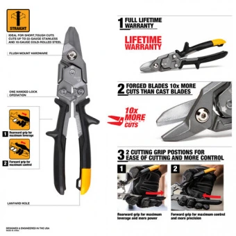 TOUGHBUILT Ножницы по металлу Bulldog TB-H4-60-B, 243 мм | TB-H4-60-B