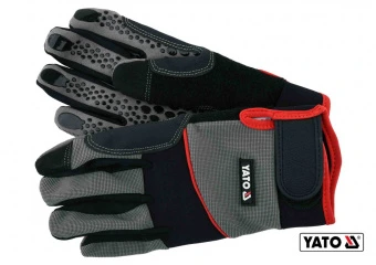 YATO Рукавиці робочі з застібкою-липучкою YATO : штучна шкіра + синтетична тканина, розмір 9  | YT-7