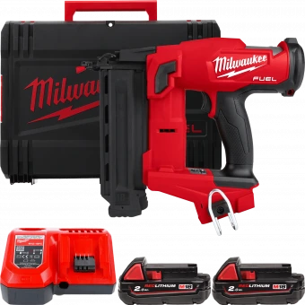 MILWAUKEE Аккумуляторный гвоздезабиватель M18 FN18GS-202X Прямой магазин; 2 аккумулятора; з/у; HD ке