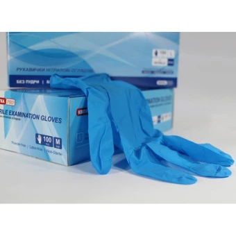 Рукавички нітрилові оглядові нестерильні КВІТКА PRO (M / 8", 100 шт.)