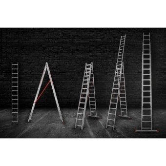 Драбина алюмінієва 3-х секційна Квітка PRO (3х14 сходинок) (110-9814)