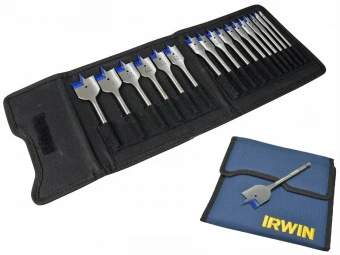 IRWIN Набор перьевых свёрл по дереву Blue Groove 4X в чехле, 17шт. : /6/8/10/12/13/14/16/18/19/20/22