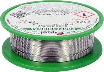 VOREL Припій без свинцю CYNEL : Ø0,7 мм, Sn99,3-Cu0,7 дротяний на котушці з флюсом m= 100 г  | 76851