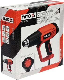 YATO Фен технічний мережевий YATO : 2 кВт, 50-600°C, 250-500 л/хв, 7 режимів температури + 5 насадки