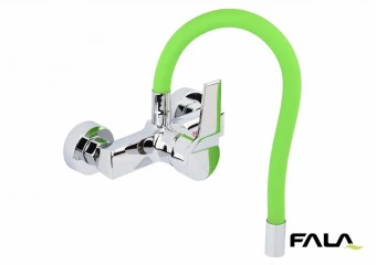 FALA Змішувач води настінний "FLEXIBLE" з гнучкою зеленою лійкою  | 75674