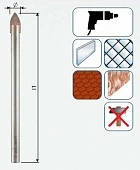 ALPEN Сверло по стеклу Profi, Ø6.0 мм. PL 0028900600100