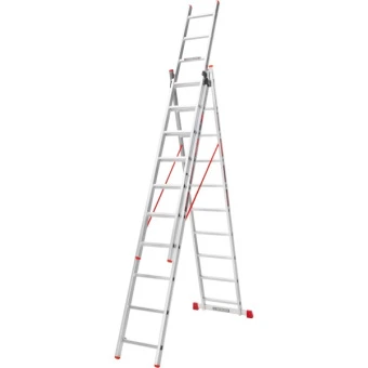 Драбина алюмінієва 3-х секційна Квітка PRO (3х10 сходинок) (110-9310)