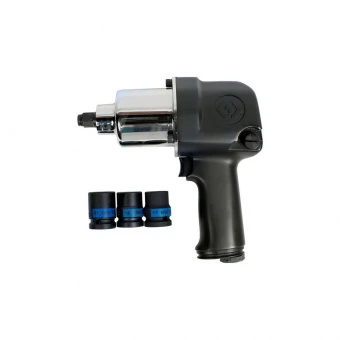 KING TONY Пневматический гайковерт 1/2" 678 Нм, в комплекте 3 торцевые головки | P33411-040B