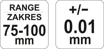 YATO Мікрометр YATO з точністю 0.01 мм в діапазоні 75 - 100 мм  | YT-72303