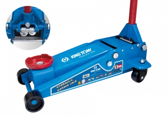 KING TONY Домкрат подкатной 3т двухплунжерный (H:130-465 MM) быстрый подъем | 9TY132E-03A-B