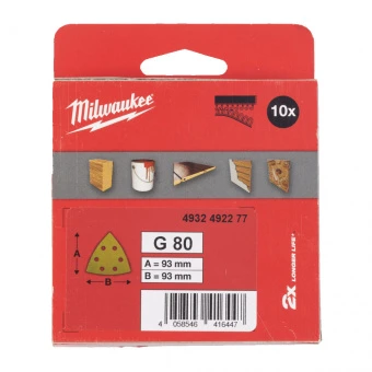 MILWAUKEE Шлифовальные листы премиум-класса HP 93 X 93 H&L GR 80 -10 шт. | 4932492277