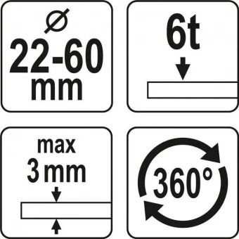 YATO Пробійник гідравлічний для отворів YATO по листовому металу t≤ 3 мм, Ø= 22-60 мм  | YT-18900