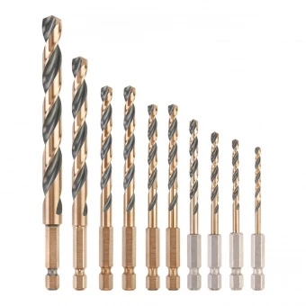 Набір свердел по металу DeWALT EXTREME Black & Gold, HSS-G, 10 шт: d = 3-10 мм., 1/4 " | DT20620