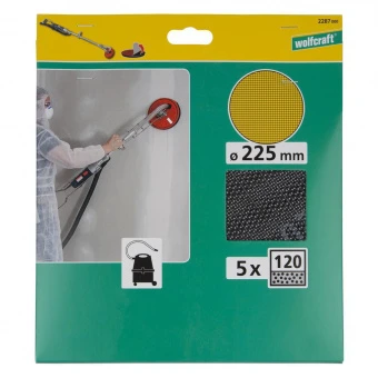 Wolfcraft Шлифовальная сетка К 120 на липучке (5 шт.) Ø 225 // 2287000