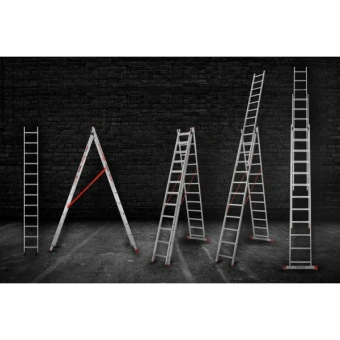 Драбина алюмінієва 3-х секційна Квітка PRO (3х12 сходинок) (110-9312)