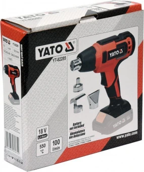 YATO Фен технічний акумуляторний YATO : 18В Li-Ion, 550°C, 100 л/хв, 2 режими (без акумулят.)  | YT-