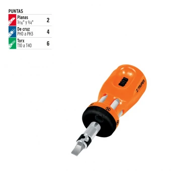 TRUPER DTROM-12B Викрутка-ручка Mini, 6 подвійних біт Cr-V