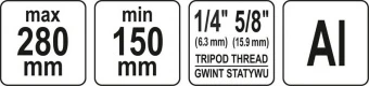 YATO Штатив тринога YATO телескоп (2 секціі) . кріплення 5/8", з штангою 70мм. H= 150-280 мм. алюмін