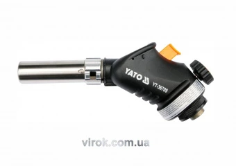 YATO Пальник газовий YATO : різьбове з'єднання EN417. до 1.28 кВт. п'єзозапал. 360°. max t' 1600°c  