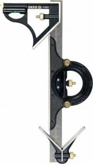 YATO Кутник багатофункційний на смузі YATO 300 мм з кутоміром 45 | 90 | 180 градусів і центруючим ку