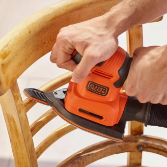 Шліфмашина вібраційна BLACK+DECKER, 200 Вт, 8000-13000 об/хв, вага 1.58 кг, пилозбірник | BEW200