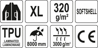 YATO Куртка робоча SOFTSHELL YATO розмір XL, чорно-сіра, 3 кишені, 96% поліестер і 4% спандекс  | YT