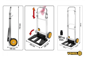VOREL Візок 2- колісний розкладаний для максим. навантаження 90 кг  | 78661