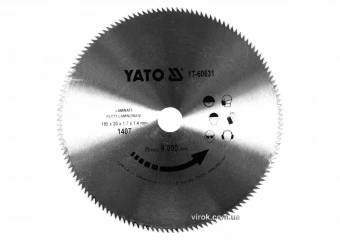 YATO Диск пиляльний по ламінованих плитах, ламінату YATO: Ø=185x1.7x20 мм, 140 зубців, R.P.M до 9000