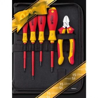 Wiha W37113 Набор из 5 инструментов VDE в сумке: 4 отвертки SoftFinish SL PH + 1 бокорезы 160 мм CrV