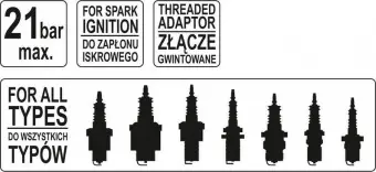 YATO Компресометр для бензинових двигунів YATO з вужиком і різьбами  | YT-7301