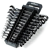 WIHA Набор комбинированных реверсивных гаечных ключей с трещоткой 13 предметов с держателем от 8 до 