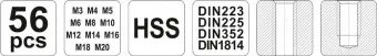 YATO Мітчики і плашки YATO Ø= М3- М20 з воротками і плашкотримачами, 56 елем.  | YT-2979