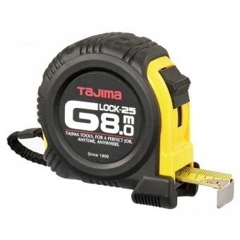 Рулетка строительная ударопрочная TAJIMA G-LOCK, GL25-80EB-EUR - 8м×25мм