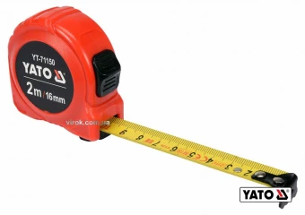 YATO Рулетка YATO: L=2м x16 мм, з сталевою стрічкою, нейлоновим покриттям, подвійним блокуванням  | 