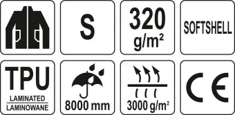 YATO Куртка робоча SOFTSHELL YATO розмір S, чорно-сіра, 3 кишені, 96% поліестер і 4% спандекс  | YT-