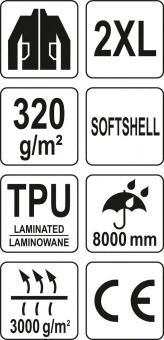 YATO Куртка робоча SOFTSHELL з прикріп капюшоном YATO розм XXL, синьо-сіра, 3 кишен, 96% поліес і 4%