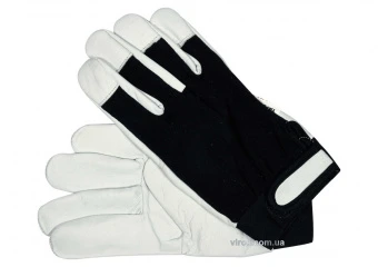 YATO Рукавиці робочі біло-чорні YATO : бавовна + шкіра, розмір 10  | YT-74640